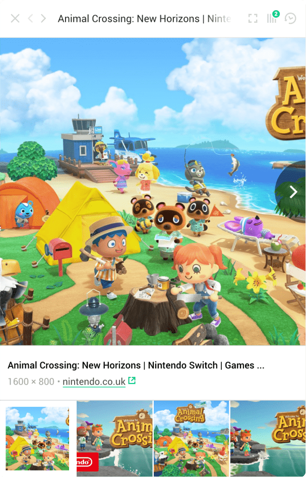 panel with images of animal crossing new horizons